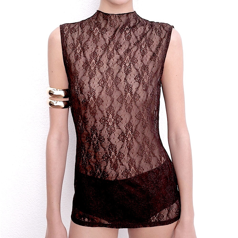 Zara Lace Sleeveless High Neck Top